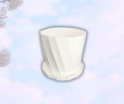 6 Inch Camellia Planter With Tray white