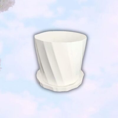 6 Inch Camellia Planter With Tray white