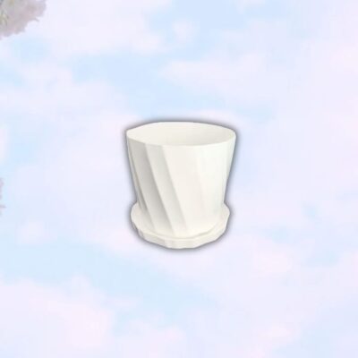 4 Inch Camellia Planter With Tray White