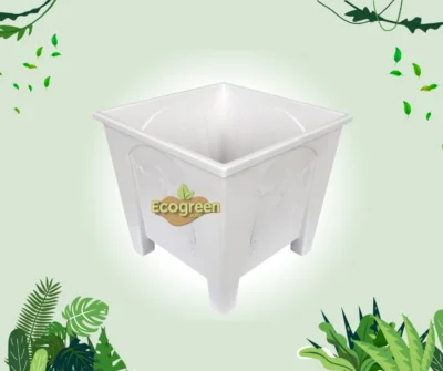 Square Flower Tub 10 inch white - Image 2