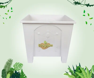 Square Flower Tub 10 inch white