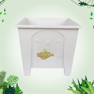 Square Flower Tub 10 inch white