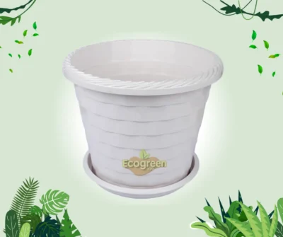 Marble Flower Tub with Tray 11 inch