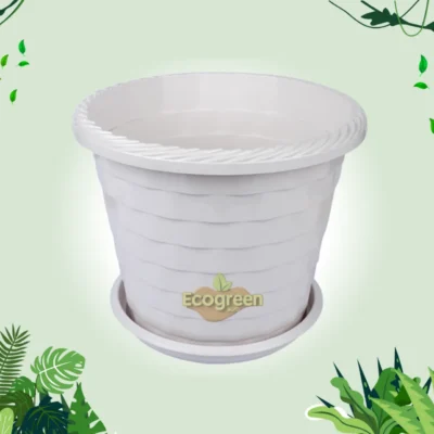 Marble Flower Tub with Tray 11 inch