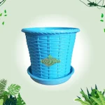 Rattan Flower Tub with Tray 8″